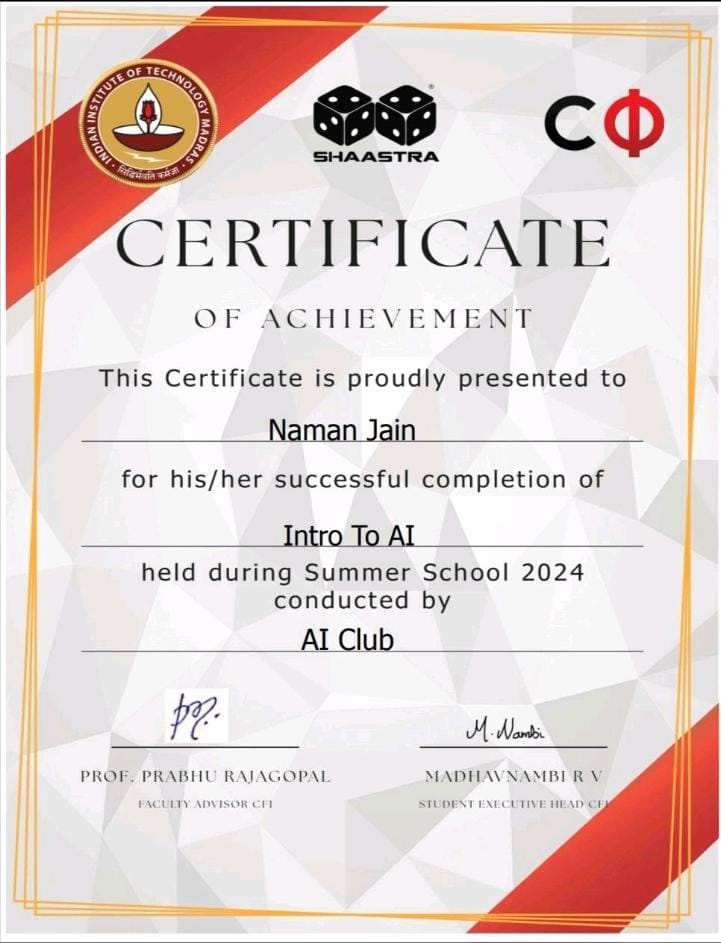 Introduction to AI Certificate